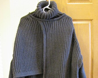 Women's Sweater Knitted Handmade Sumac Pullover Long Sleeve Wrap Poncho