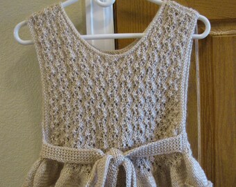 Handmade Knitted Peplum Top: Openwork Blouse with Ties
