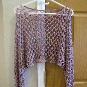 Women&#39;s Top Handmade Women Crochet Mushroom Cropped Top Blouse Long Sleeve Open Wide Sleeve Summer Shrug Short Sweater