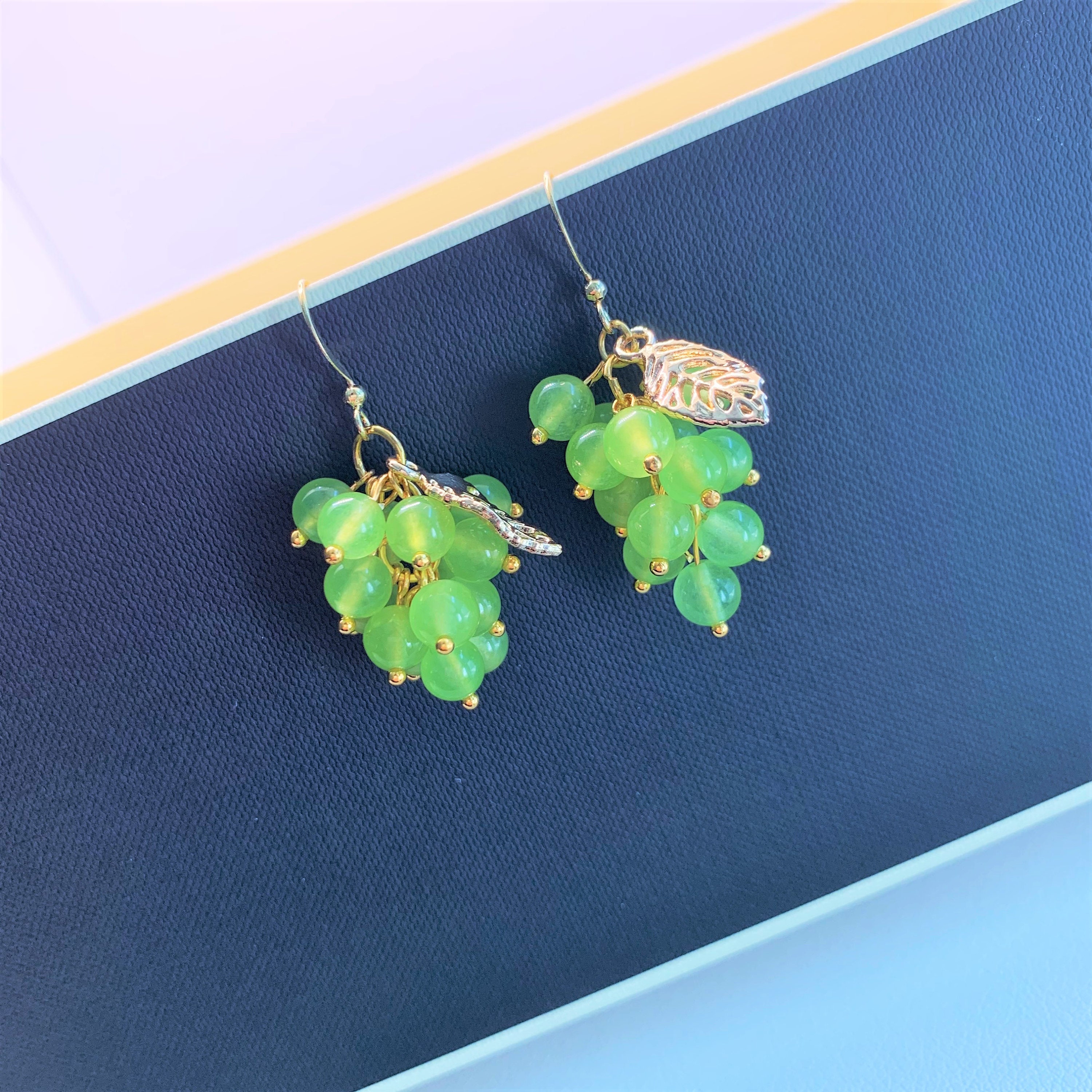 Green grapes earrings crystal earrings Etsy