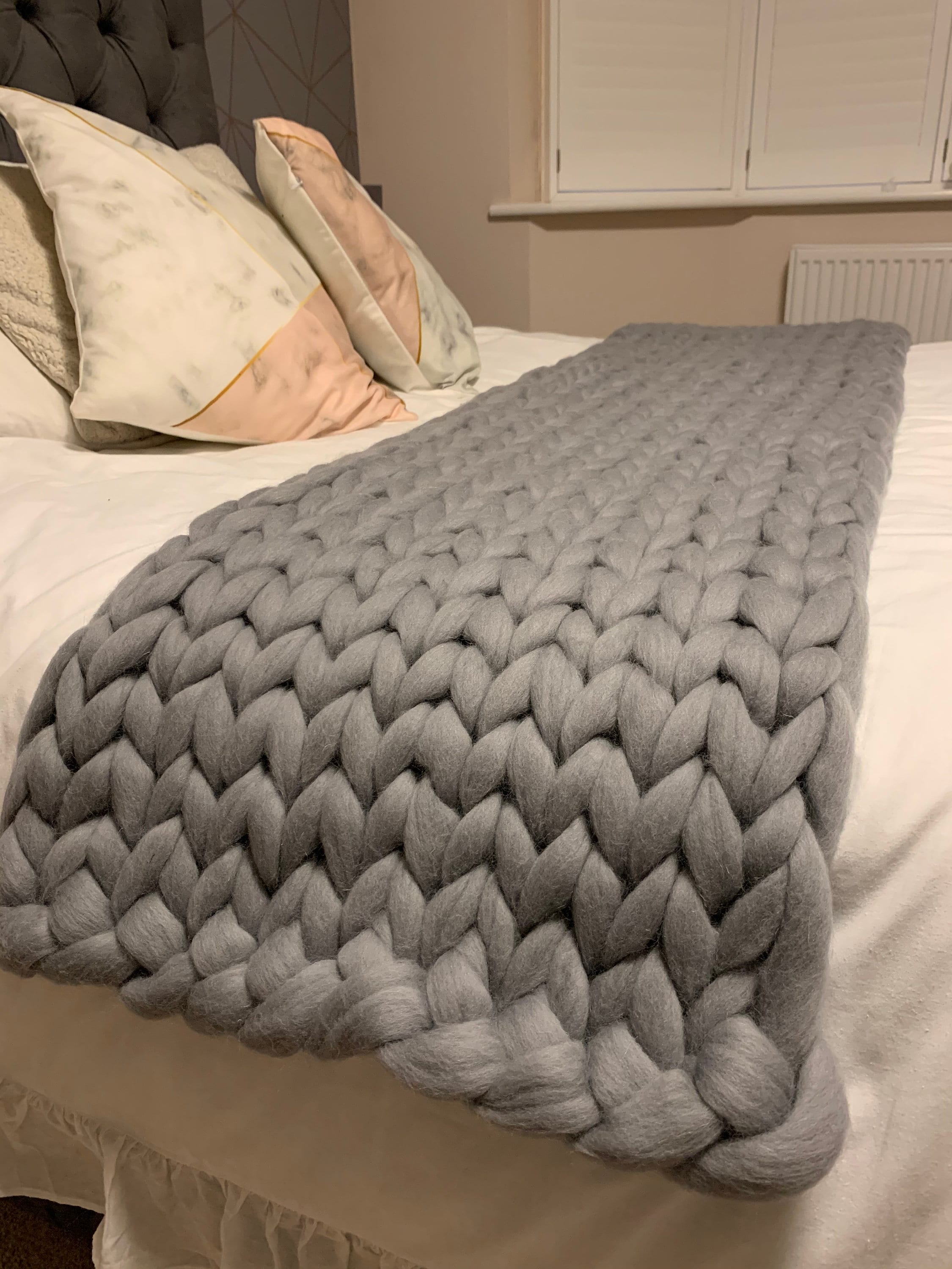Merino Wool Bed Runner Chunky knit blanket chunky throw Etsy