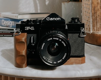 Wood Grip for Canon F-1 with Arca Swiss mount | 3D Printed Wood |
