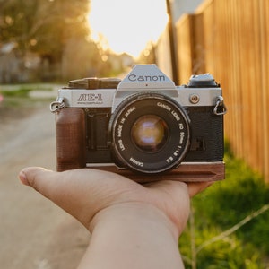 Wood Grip for Canon AE-1 with Arca Swiss mount | 3D Printed Wood |