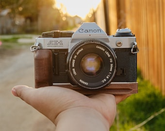 Wood Grip for Canon AE-1 with Arca Swiss mount | 3D Printed Wood |