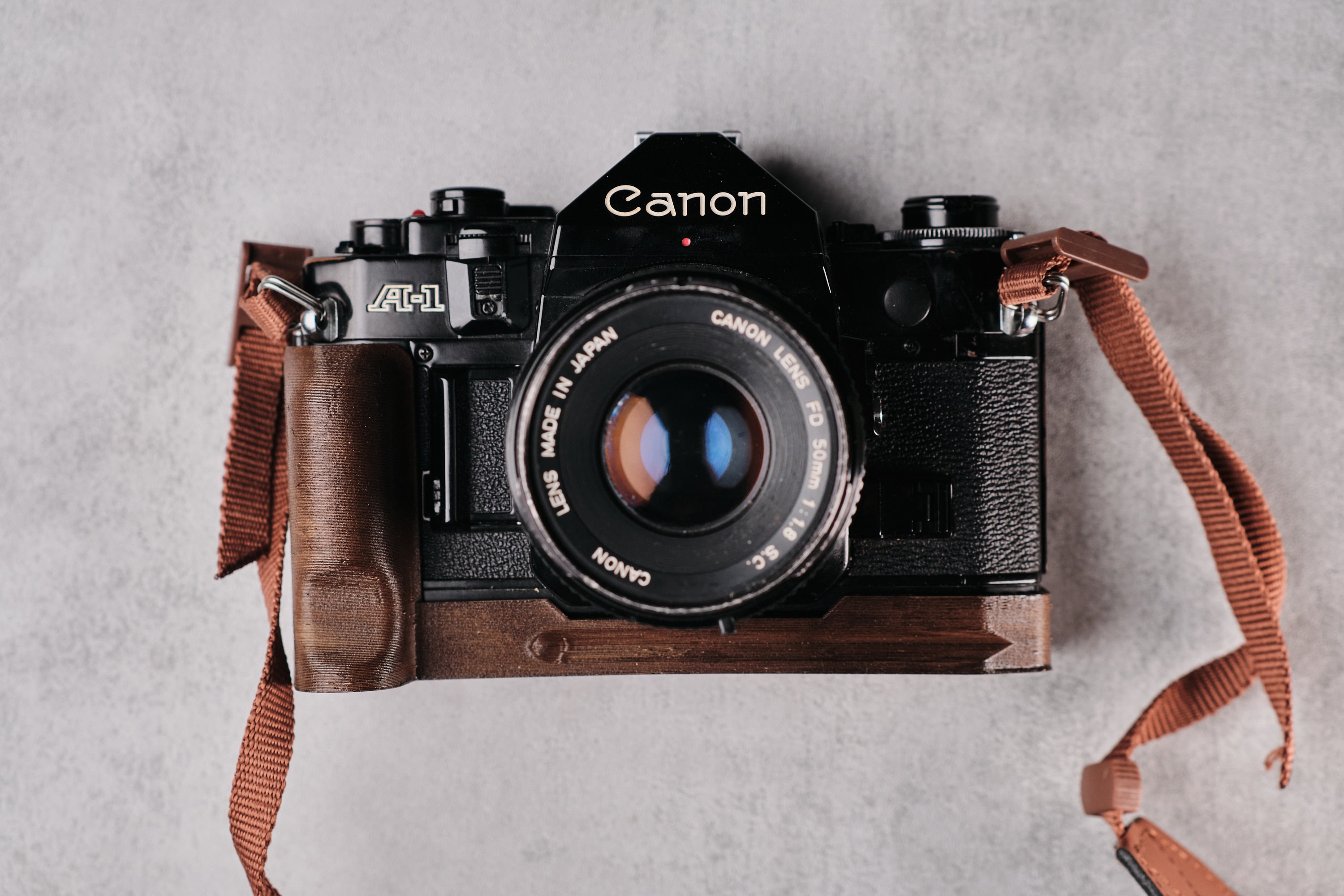 Wood Grip for Canon A-1 With Arca Swiss Mount | 3D Printed Wood