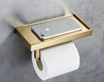 Support de papier toilette avec support de téléphone, support de rouleau de toilette de luxe avec support de téléphone