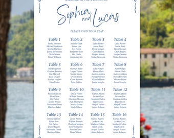 Plan de salle de mariage | Panneau d'attribution de table | Modèle PDF et canva modifiable | Téléchargement instantané