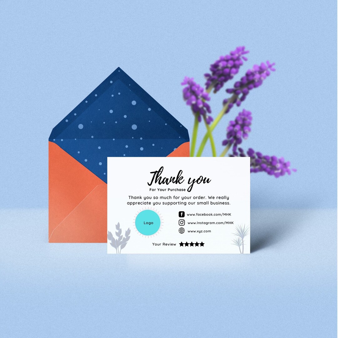 Business Thank You Card Business Cards Thank You Template Etsy