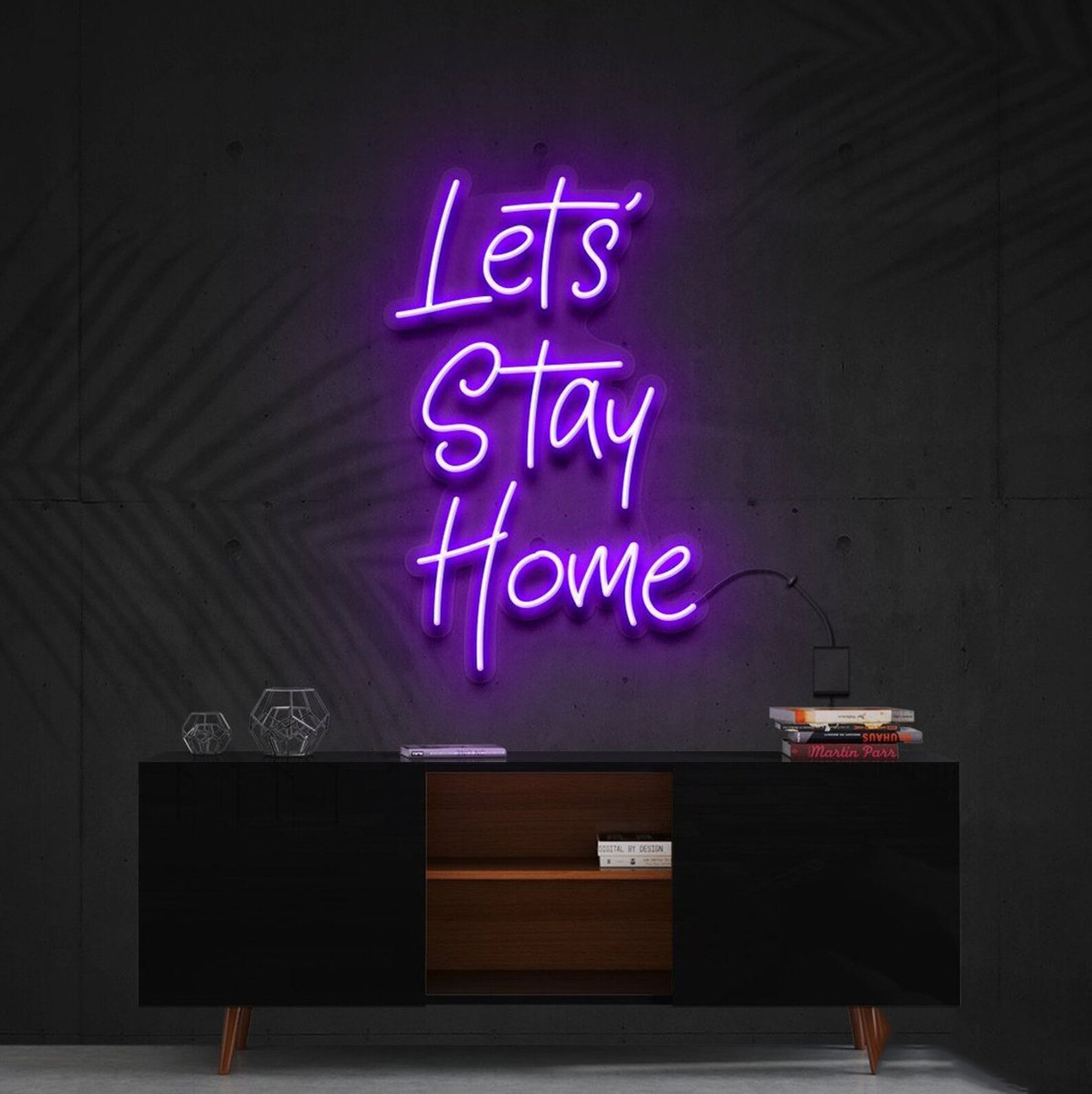 LETS STAY HOME Custom Neon Sign Lights Room Decor Bedroom wall Etsy
