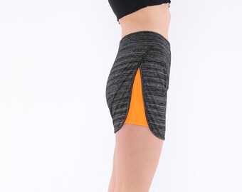 Orange High-Waist Biker Shorts: Squat-Proof Yoga Workout Gym Athleisure