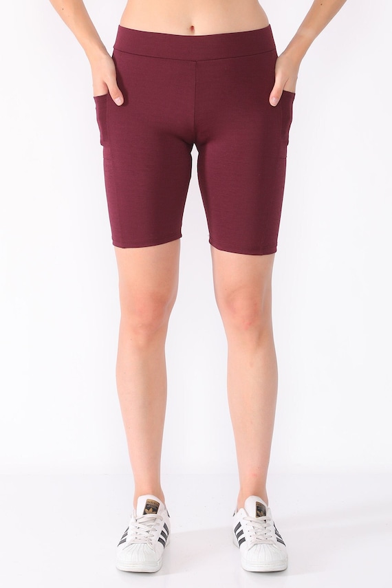 Women Yoga Shorts Pocket, Sports Gym Fitness Activewear Shorts, Running  Biker Workout Shorts, Low Waist Dancer Shorts,casual Shorts Burgundy -   Canada