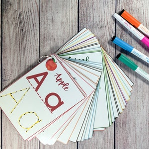 Cartas de la A a la Z, tarjetas de rastreo de gran tamaño/ Reconocimiento de letras / Actividad preescolar de educación en el hogar/