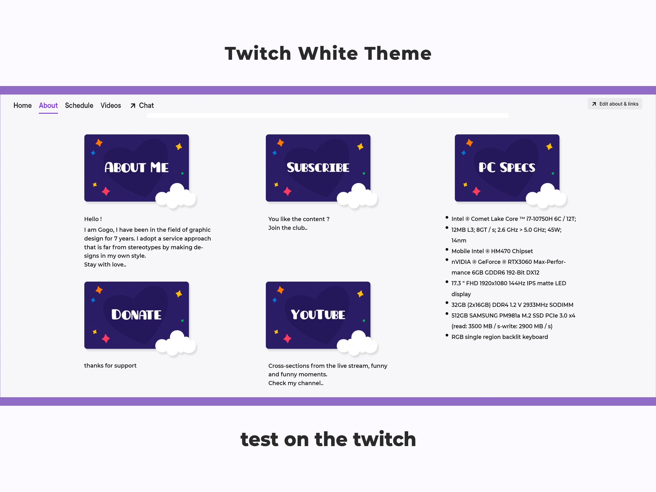 Purple Love Twitch Panels - Etsy