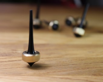 robust spinning top made of brass and ebony - fidgeting - daily companion - hand spinning top - handmade - gift - spinner
