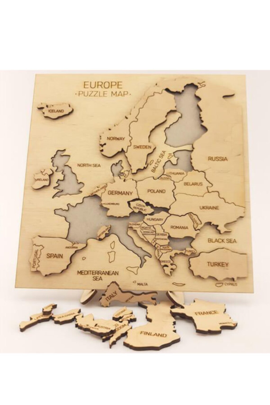 Wooden Puzzle Europe Map Game Toy For Kids Good Quality Etsy