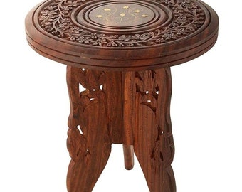 Wooden Handmade Table For Kids, handcrafted round stool for living room, wood stool home decor