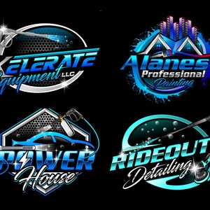 Design de logotipo personalizado: lavagem de alta pressão, cuidados com gramados, marca de lavagem de carros