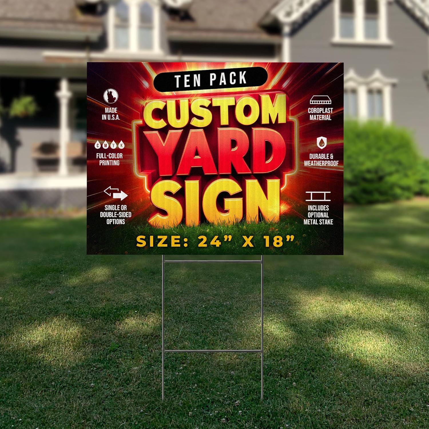24 Sets Blank Yard Signs With H Stakes 12 x 18 Inch