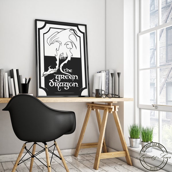 Green Dragon/ Shire Inn/Lord of the Rings Tavern Sign/ SVG/ DXF/ EPS/Png/Pdf/Digital Print/Game Room Decor/Wall Art/CnC/Laser Cut/Poster/Mug