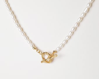 14K Gold Perlenhalskette • Minimalistischer Süßwasserperlenschmuck • Zierliches Geschenk für Sie