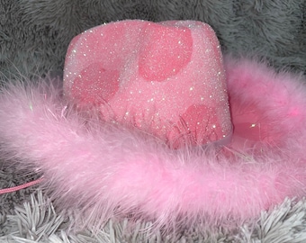 Pink Cow Print Cowboy Party Hat | Bachelorette Parties | Birthday Gift | Concerts | Cow Print Cowgirl Hat