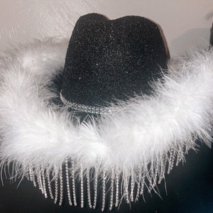 Cowboy Party Hat with Rhinestone Fringe | Bachelorette Parties | Birthday Gift | Concerts | Cowgirl Hat with Rhinestone Fringe