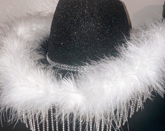 Chapeau de fête de cow-boy avec franges en strass | EVJF | Cadeau d'anniversaire | Concerts | Chapeau de cow-girl avec franges en strass