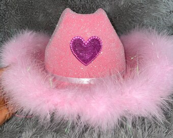 Cowboy Party Hat Pink Heart | Bachelorette Parties | Birthdays | FAST Shipping