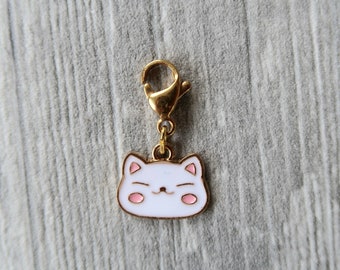 WHITE CAT Stitch Marker Progress Marker CAT Kitten Stitch Marker Progress Keeper