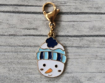 SNOWMAN blue stitch marker progress marker stitch marker progress keeper