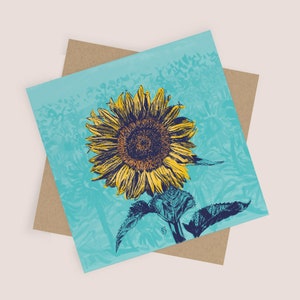 Biglietto di auguri con girasole / Biglietto vuoto e busta Kraft / Biglietto per tutte le occasioni, fiore, fiore felice, amanti dei girasoli, natura