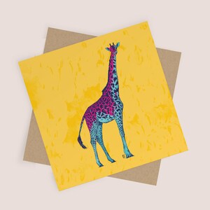 Tarjeta de jirafa l Amarillo / Tarjeta de felicitación / Tarjeta en blanco y sobre Kraft / Tarjeta para todas las ocasiones, Jirafa, jirafa linda, tarjeta de jirafa colorida