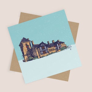 Tarjeta navideña de Shibden Hall / Halifax, Reino Unido / Tarjeta en blanco y sobre kraft / Navidad, amantes de Gentleman Jack, historia LGBTQ, Anne Lister