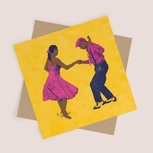 Carte de soirée dansante l Carte de voeux | Carte vierge et enveloppe kraft | Carte toutes occasions, danse salsa, carte de fête, danse swing, carte d'anniversaire