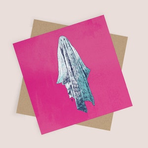 Carta fantasma l Rosa / Biglietto d'auguri / Biglietto vuoto e busta Kraft / Biglietto per tutte le occasioni, fantasma, fantasma spettrale, fantasma carino, biglietto di Halloween