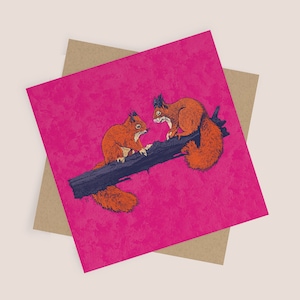 Eichhörnchen - Karte l Blanko-Karte und Kraftpapier-Umschlag | Karten zu allen Anlässen, Eichhörnchen Liebe, Jubiläumskarte, Valentinskarte, Muttertag