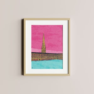 The piece Hall | Art print | Halifax, Calderdale, Yorkshire | Historic landmark, Architecture, Travel poster | Unframed