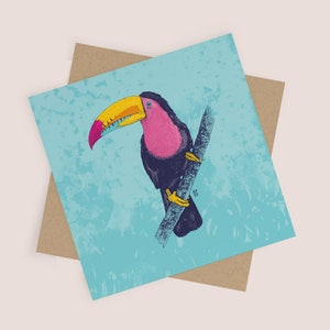 Toucan card l Greetings Card | Blank Card and Kraft envelope | All occasions card, cute toucan, toucan, bird lover, tropical bird, nature