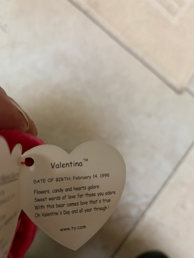 Valentina Beanie Baby 99' Tag Errors : Date on Tush and Swing Tag Are