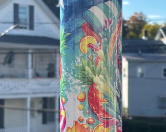 Tropical Stitch 20 oz Tumbler with Lid & Straw