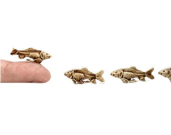 Miniature Fish Skeleton Replica - 1:12 Scale dollhouse diorama figurine for resin crafts, jewelry making, diy bone art supplies(5 skeletons)