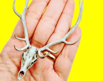 Red Deer skull with Antlers - 1:12 scale cranium for diorama, dollhouse decorations, art and craft curiosities and oddities supply (1 skull)