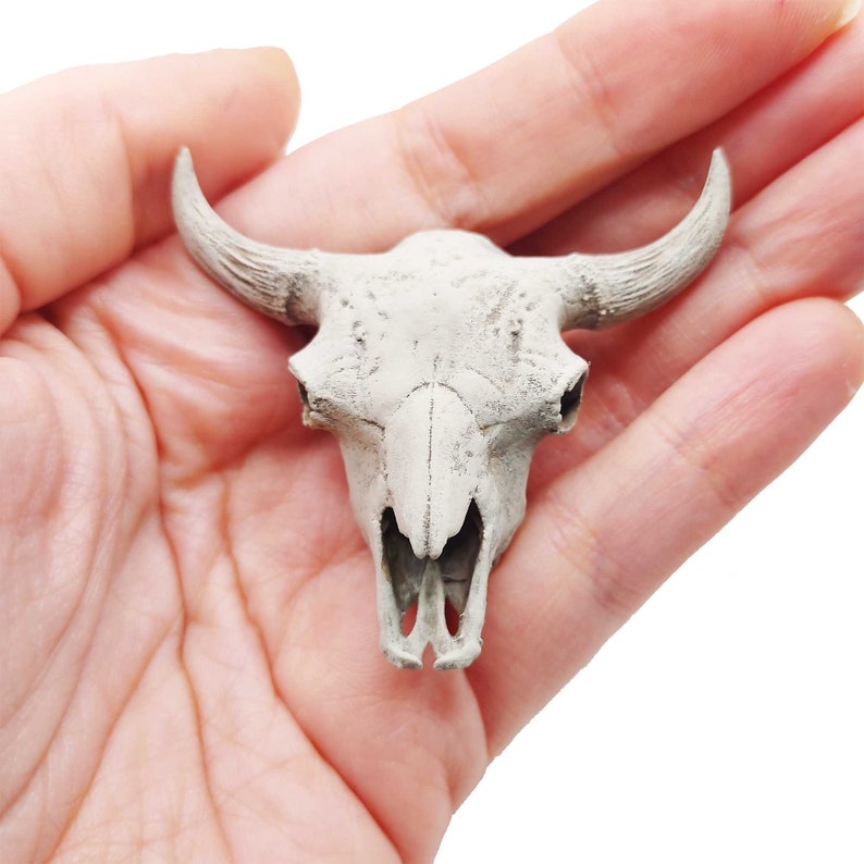 American Bison Skull Replica 1:12 scale size for desert diorama, western dollhouse, arts and crafts, miniature Steer Cow Skull 1 skull image 1