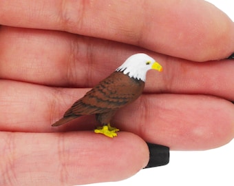 Bald Eagle bird Figurine 1:24 Scale woodland garden Miniature for Dollhouse, Diorama, Art Craft Supplies by The Scale Grail (1 bird)