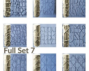 Cobblestone and Tile Texture Roller, 4 Inches Tall, Clay texture roller Seamless Design art craft diorama STL Loot Factory (Set 7)