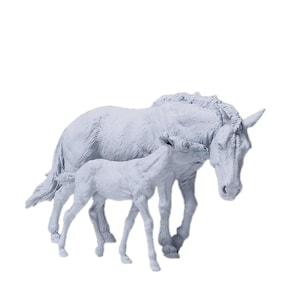 Przewalski’s Horse and Calf miniature diorama dollhouse figurine tiny 12mm and larger model by Animal Den Miniatures