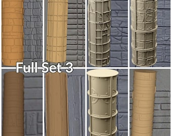 Cobblestone Texture Roller, 4 Inches Tall, Clay texture roller Seamless Design art craft diorama STL Loot Factory (Set 3)