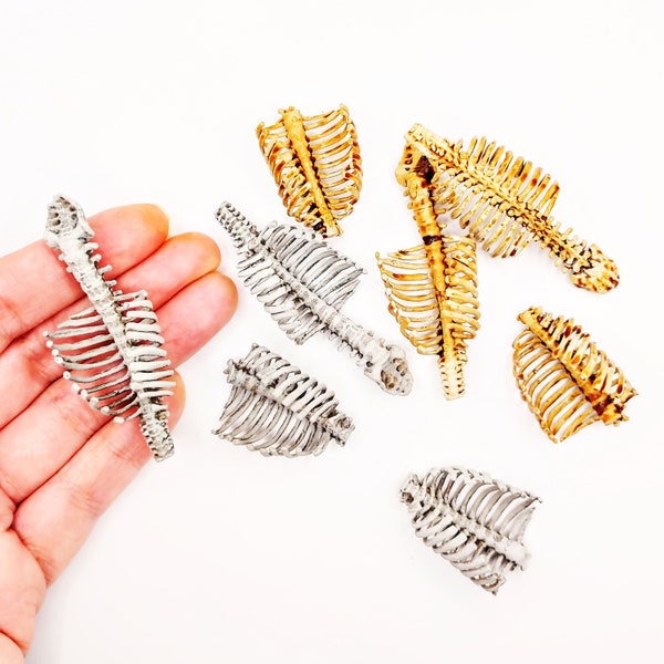 Human Ribs with Spine - 1:12 scale miniature size for horror diorama, dollhouse, arts and crafts, replica curiosities oddities (2 ribs)