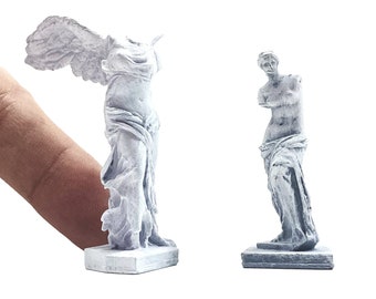 Venus De Milo, Winged Victory Miniature 1:48 Scale replica Greek statue Dollhouse diorama decor mini version of popular sculpture (1 statue)