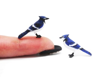 Bluehäher Vogel Figuren 1:12 Waldgarten Mini Waldgarten Miniatur für Puppenhaus, Diorama, Puppenhaus von The Scale Grail (2 Vögel)